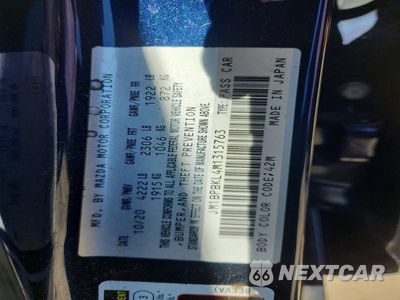 Zdjęcie 13 z 13 samochodu: 2021 MAZDA 3 SELECT VIN:JM1BPBKL4M1315763 - miniatura