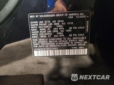 Zdjęcie 12 z 12 samochodu: 2026 VOLKSWAGEN ATLAS CROSS SPORT SEL R-LINE BLACK VIN:1V2AC2CA1TC214461 - miniatura