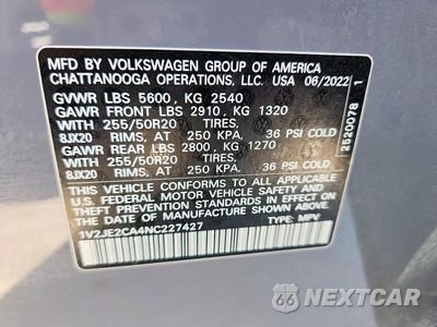 Zdjęcie 14 z 14 samochodu: 2022 VOLKSWAGEN ATLAS CROSS SPORT SE VIN:1V2JE2CA4NC227427 - miniatura
