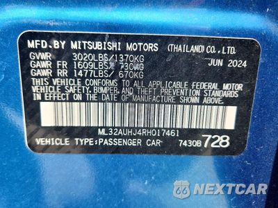 Zdjęcie 13 z 13 samochodu: 2024 MITSUBISHI MIRAGE ES VIN:ML32AUHJ4RH017461 - miniatura