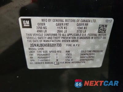 Zdjęcie 13 z 13 samochodu: 2014 CHEVROLET EQUINOX LT VIN:2GNALBEK6E6201733 - miniatura