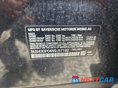 Zdjęcie 12 z 12 samochodu: 2022 BMW X3 SDRIVE30I VIN:5UX43DP04N9J57182 - miniatura
