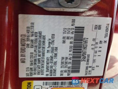 Zdjęcie 12 z 12 samochodu: 2017 FORD FUSION SE VIN:3FA6P0H71HR276972 - miniatura
