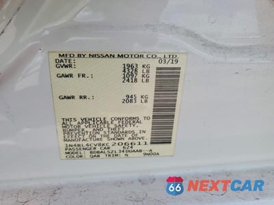 Zdjęcie 13 z 13 samochodu: 2019 NISSAN ALTIMA SR VIN:1N4BL4CV8KC206611 - miniatura