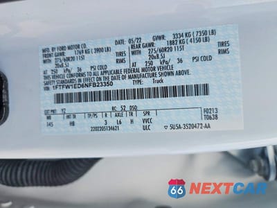Zdjęcie 12 z 12 samochodu: 2022 FORD F150 SUPERCREW VIN:1FTFW1ED6NFB23350 - miniatura