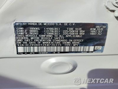 Zdjęcie 13 z 13 samochodu: 2019 HONDA HR-V SPORT VIN:3CZRU6H12KM736315 - miniatura