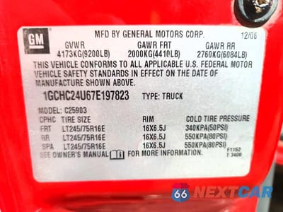 Zdjęcie 12 z 12 samochodu: 2007 CHEVROLET SILVERADO C2500 HEAVY DUTY VIN:1GCHC24U67E197823 - miniatura