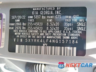 Zdjęcie 13 z 13 samochodu: 2022 KIA SORENTO SX VIN:5XYRK4LF4NG157184 - miniatura