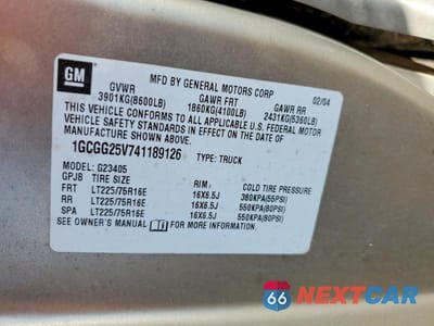 Zdjęcie 13 z 13 samochodu: 2004 CHEVROLET EXPRESS G2500 VIN:1GCGG25V741189126 - miniatura