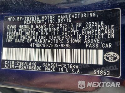 Zdjęcie 12 z 12 samochodu: 2017 TOYOTA CAMRY XLE V6 VIN:4T1BK1FK7HU579599 - miniatura