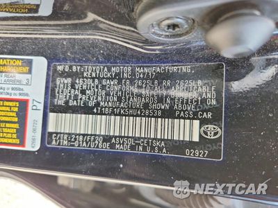 Zdjęcie 13 z 13 samochodu: 2017 TOYOTA CAMRY SE VIN:4T1BF1FK5HU428538 - miniatura