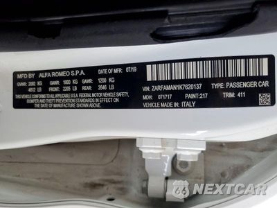 Zdjęcie 12 z 12 samochodu: 2019 ALFA ROMEO GIULIA VIN:ZARFAMAN1K7620137 - miniatura