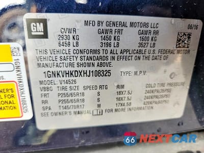 Zdjęcie 13 z 13 samochodu: 2017 CHEVROLET TRAVERSE LT VIN:1GNKVHKDXHJ108325 - miniatura