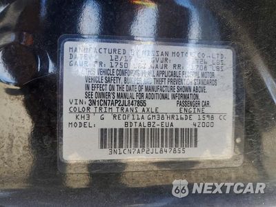 Zdjęcie 13 z 13 samochodu: 2018 NISSAN VERSA SV VIN:3N1CN7AP2JL847855 - miniatura