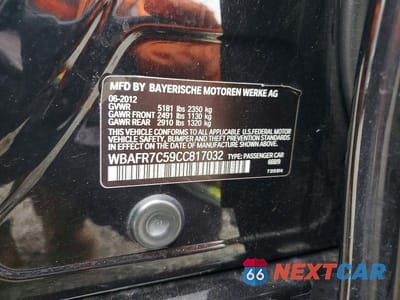 Zdjęcie 12 z 12 samochodu: 2012 BMW 535 VIN:WBAFR7C59CC817032 - miniatura