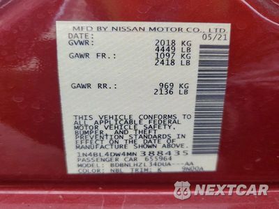 Zdjęcie 13 z 13 samochodu: 2021 NISSAN ALTIMA SV VIN:1N4BL4DW4MN388435 - miniatura