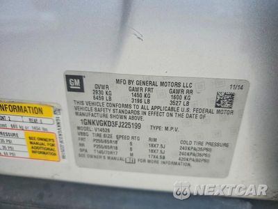Zdjęcie 12 z 12 samochodu: 2015 CHEVROLET TRAVERSE LT VIN:1GNKVGKD3FJ225199 - miniatura