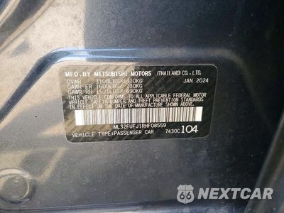 Zdjęcie 12 z 12 samochodu: 2024 MITSUBISHI MIRAGE G4 ES VIN:ML32FUFJ1RHF08559 - miniatura