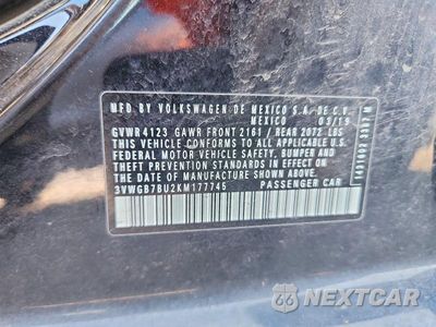 Zdjęcie 12 z 12 samochodu: 2019 VOLKSWAGEN JETTA SEL PREMIUM VIN:3VWGB7BU2KM177745 - miniatura