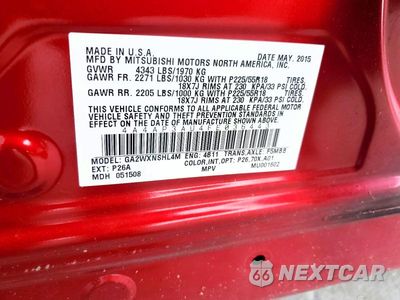 Zdjęcie 14 z 14 samochodu: 2015 MITSUBISHI OUTLANDER SPORT ES VIN:4A4AP3AU4FE036443 - miniatura
