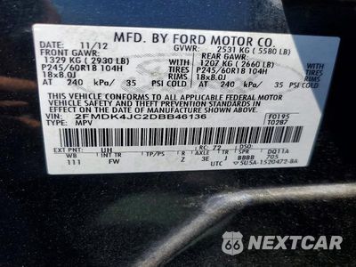 Zdjęcie 14 z 14 samochodu: 2013 FORD EDGE SEL VIN:2FMDK4JC2DBB46136 - miniatura