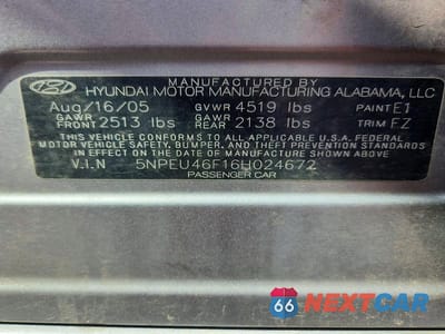 Zdjęcie 13 z 13 samochodu: 2006 HYUNDAI SONATA GLS V6 VIN:5NPEU46F16H024672 - miniatura