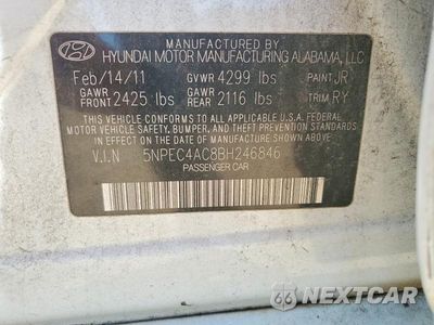 Zdjęcie 12 z 12 samochodu: 2011 HYUNDAI SONATA SE VIN:5NPEC4AC8BH246846 - miniatura