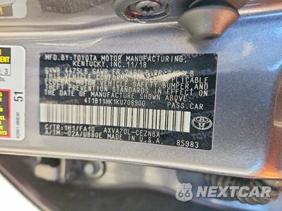 Zdjęcie 12 z 12 samochodu: 2019 TOYOTA CAMRY LE VIN:4T1B11HK1KU708900 - miniatura