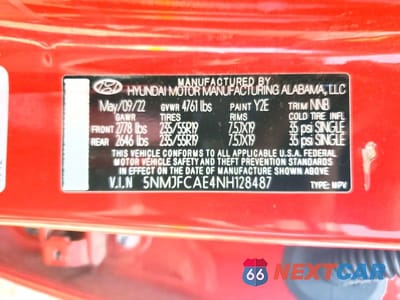 Zdjęcie 13 z 13 samochodu: 2022 HYUNDAI TUCSON SEL VIN:5NMJFCAE4NH128487 - miniatura