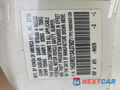Zdjęcie 13 z 13 samochodu: 2004 HONDA CIVIC DX VP VIN:1HGEM22134L079021 - miniatura