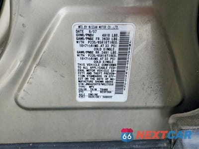 Zdjęcie 14 z 14 samochodu: 2007 NISSAN MURANO S VIN:JN8AZ08T67W527058 - miniatura