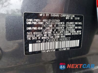 Zdjęcie 13 z 13 samochodu: 2020 SUBARU FORESTER VIN:JF2SKADCXLH480617 - miniatura