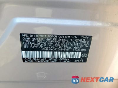 Zdjęcie 12 z 12 samochodu: 2007 LEXUS ES 350 VIN:JTHBJ46G972069848 - miniatura