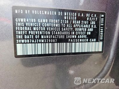 Zdjęcie 12 z 12 samochodu: 2017 VOLKSWAGEN JETTA SE VIN:3VWDB7AJ2HM329087 - miniatura