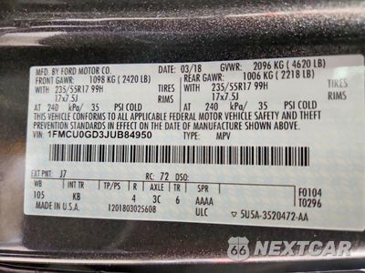 Zdjęcie 13 z 13 samochodu: 2018 FORD ESCAPE SE VIN:1FMCU0GD3JUB84950 - miniatura