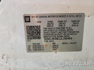 Zdjęcie 12 z 12 samochodu: 2018 CHEVROLET TRAX LS VIN:3GNCJKSB1JL340404 - miniatura