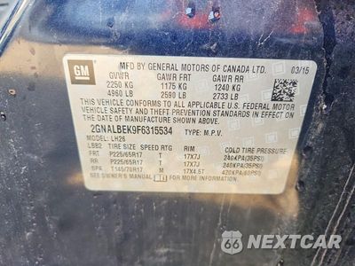Zdjęcie 13 z 13 samochodu: 2015 CHEVROLET EQUINOX LT VIN:2GNALBEK9F6315534 - miniatura