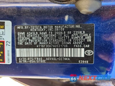 Zdjęcie 12 z 12 samochodu: 2010 TOYOTA CAMRY BASE VIN:4T1BF3EK7AU531706 - miniatura