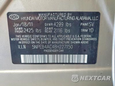Zdjęcie 12 z 12 samochodu: 2011 HYUNDAI SONATA GLS VIN:5NPEB4AC4BH227150 - miniatura