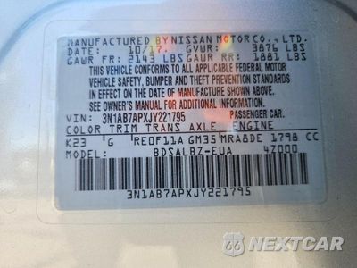 Zdjęcie 13 z 13 samochodu: 2018 NISSAN SENTRA S VIN:3N1AB7APXJY221795 - miniatura