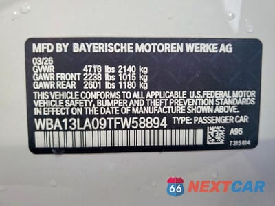 Zdjęcie 12 z 12 samochodu: 2026 BMW 330I VIN:WBA13LA09TFW58894 - miniatura