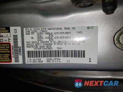 Zdjęcie 12 z 12 samochodu: 2017 TOYOTA TUNDRA SR5 VIN:5TFUW5F12HX630022 - miniatura