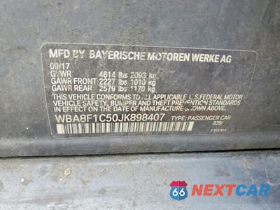 Zdjęcie 12 z 12 samochodu: 2018 BMW 328 D XDRIVE VIN:WBA8F1C50JK898407 - miniatura