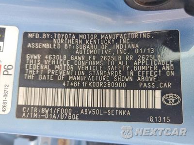 Zdjęcie 13 z 13 samochodu: 2013 TOYOTA CAMRY LE VIN:4T4BF1FK0DR280900 - miniatura