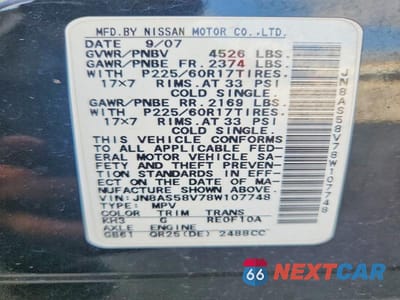 Zdjęcie 12 z 12 samochodu: 2008 NISSAN ROGUE S VIN:JN8AS58V78W107748 - miniatura