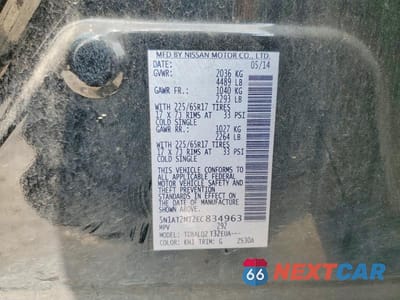 Zdjęcie 14 z 14 samochodu: 2014 NISSAN ROGUE SV VIN:5N1AT2MT2EC834963 - miniatura