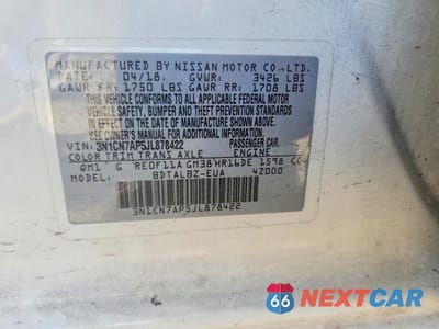 Zdjęcie 12 z 12 samochodu: 2018 NISSAN VERSA SV VIN:3N1CN7AP5JL878422 - miniatura