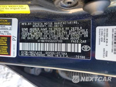 Zdjęcie 12 z 12 samochodu: 2013 TOYOTA CAMRY XLE V6 VIN:4T1BK1FK5DU537300 - miniatura