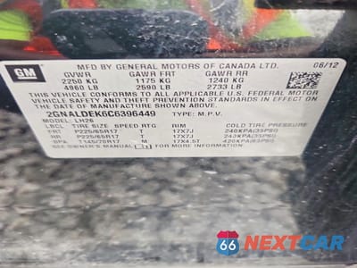Zdjęcie 13 z 13 samochodu: 2012 CHEVROLET EQUINOX LT VIN:2GNALDEK6C6396449 - miniatura