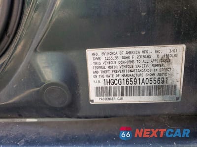 Zdjęcie 13 z 13 samochodu: 2001 HONDA ACCORD EX VIN:1HGCG16591A055691 - miniatura